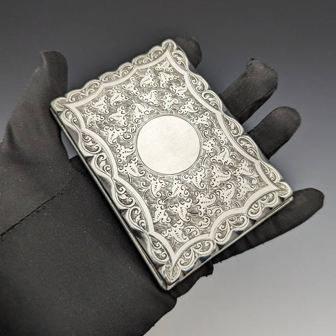 1896年 英国アンティーク 純銀製 両開き型カードケース Frederick Marson